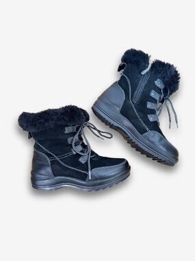 Artica Waterproof Snow Boots Women Size 6 Black Insulated Winter Boots Faux Fur